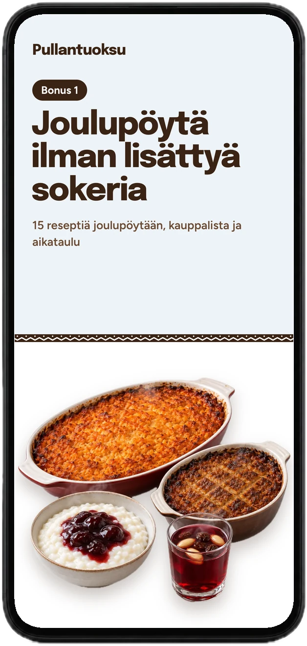 Bonuksen Joulupöytä ilman lisättyä sokeria kansi puhelimessa