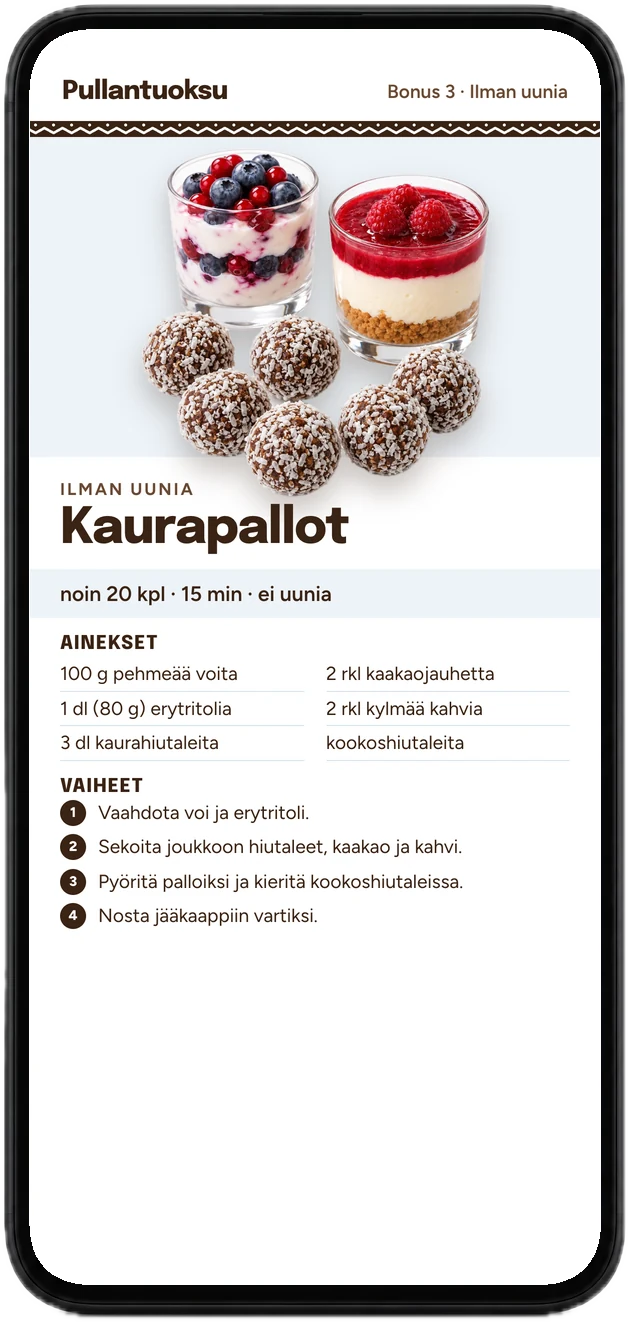 Kaurapallojen resepti puhelimessa: ainekset ja vaiheet ilman uunia